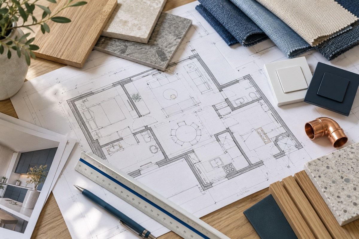 Plans et échantillons pour préparer les installations techniques