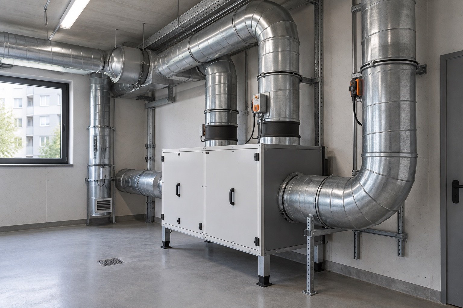 Vue de réseaux de ventilation dans un immeuble